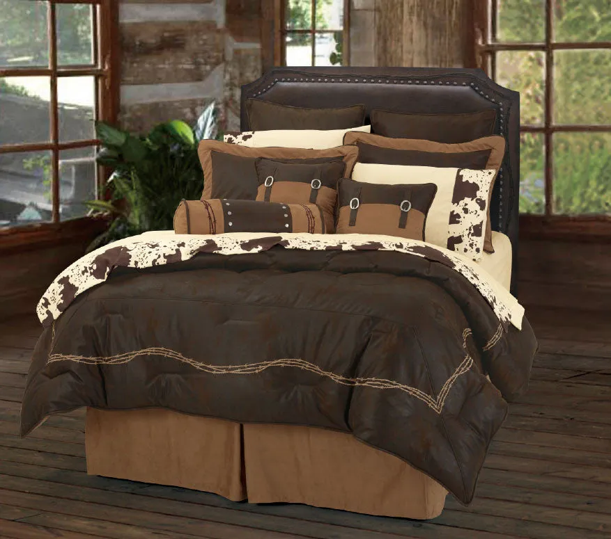 "Embroidery Barbwire Chocolate" 5-Pc. Western Comforter Set Twin