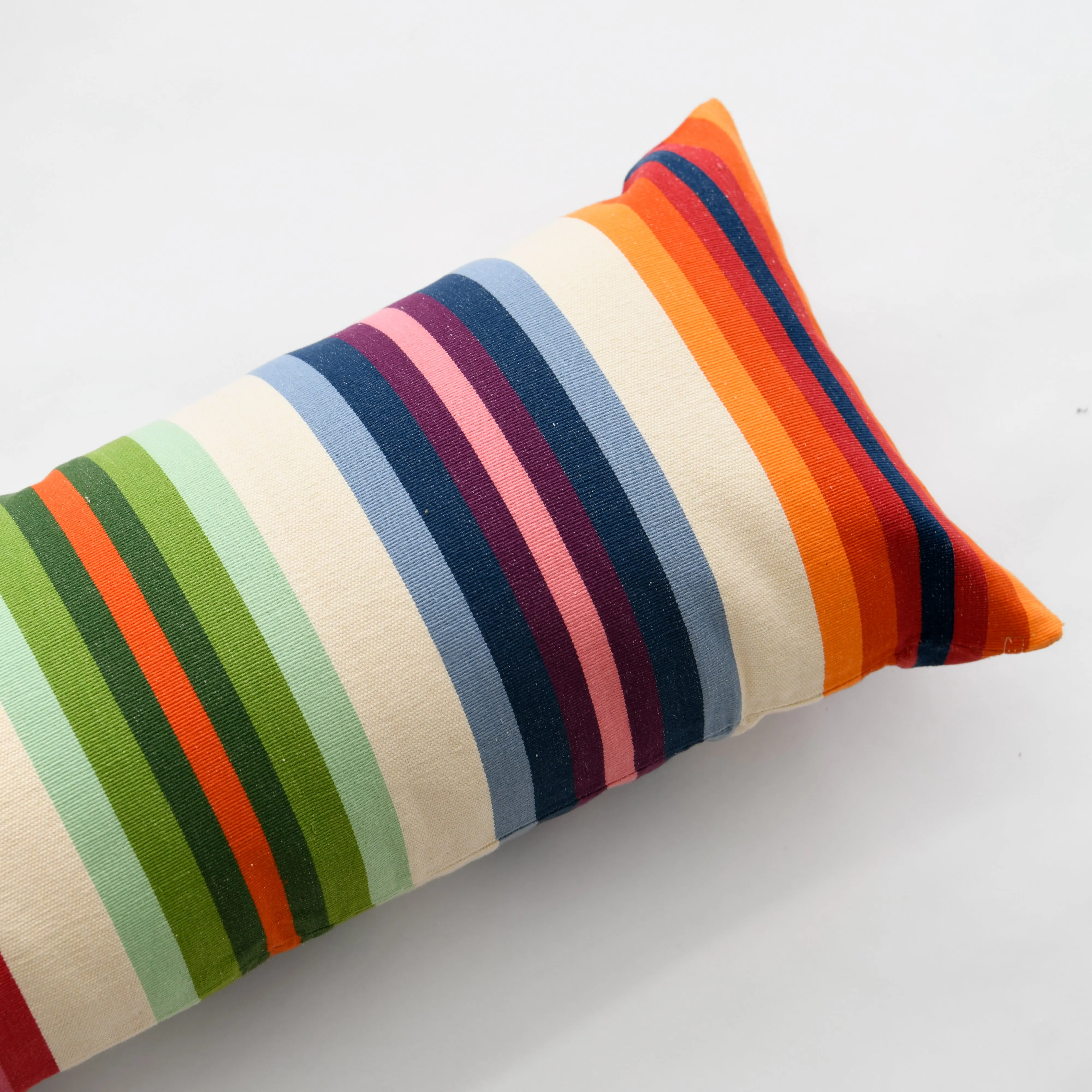 Rainbow Stripe Cotton Bolster Pillow 14"x 34"