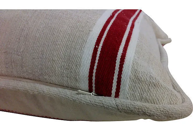 Red Striped Linen Pillow Cover