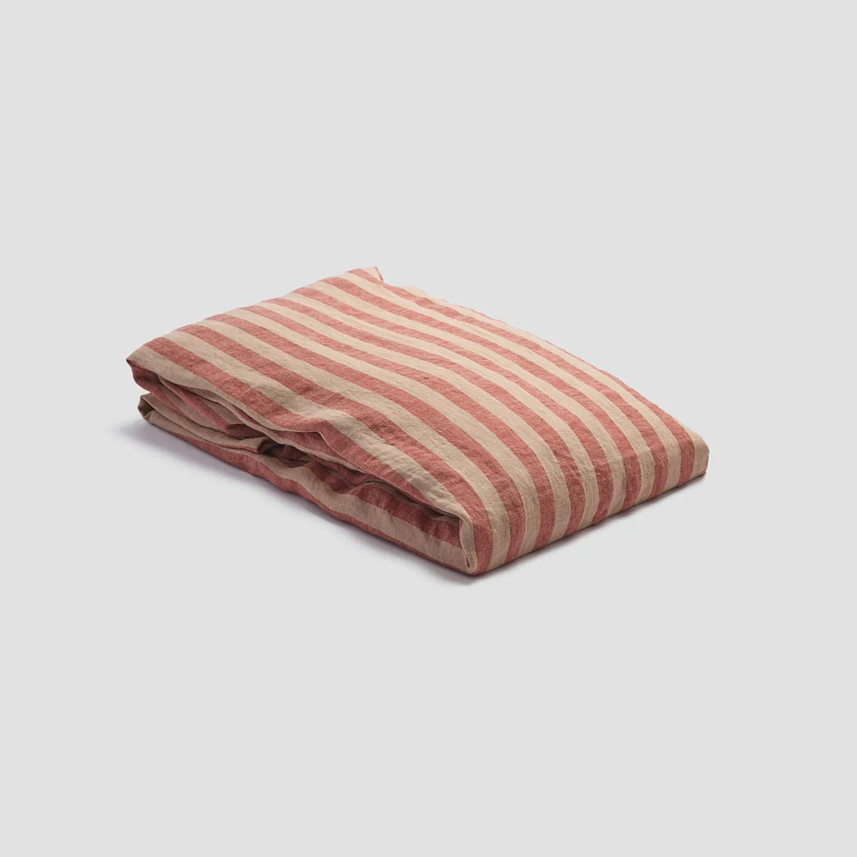 Sandstone Red Pembroke Stripe 100% Linen Fitted Sheet