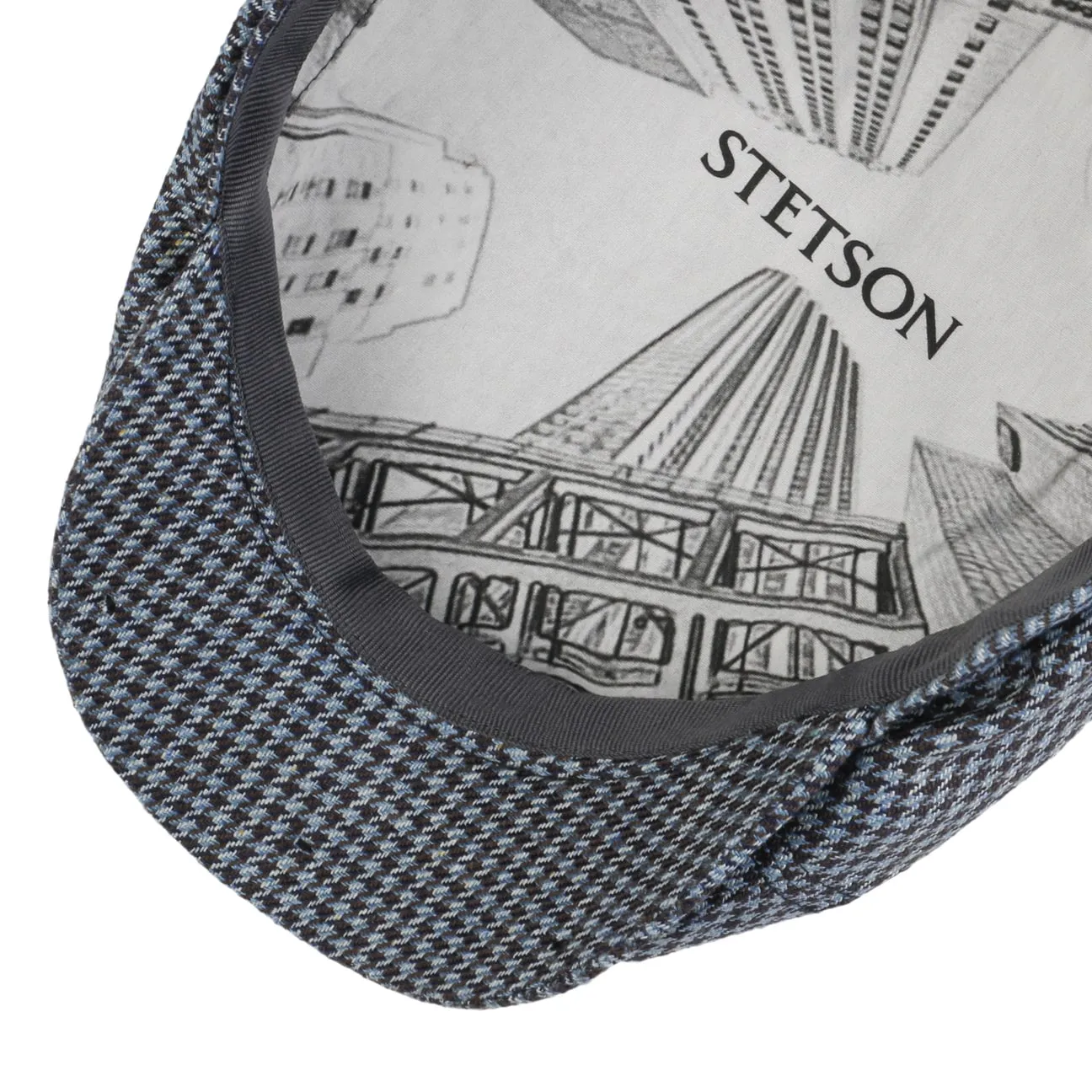 Silk Houndstooth Flat Cap by Stetson