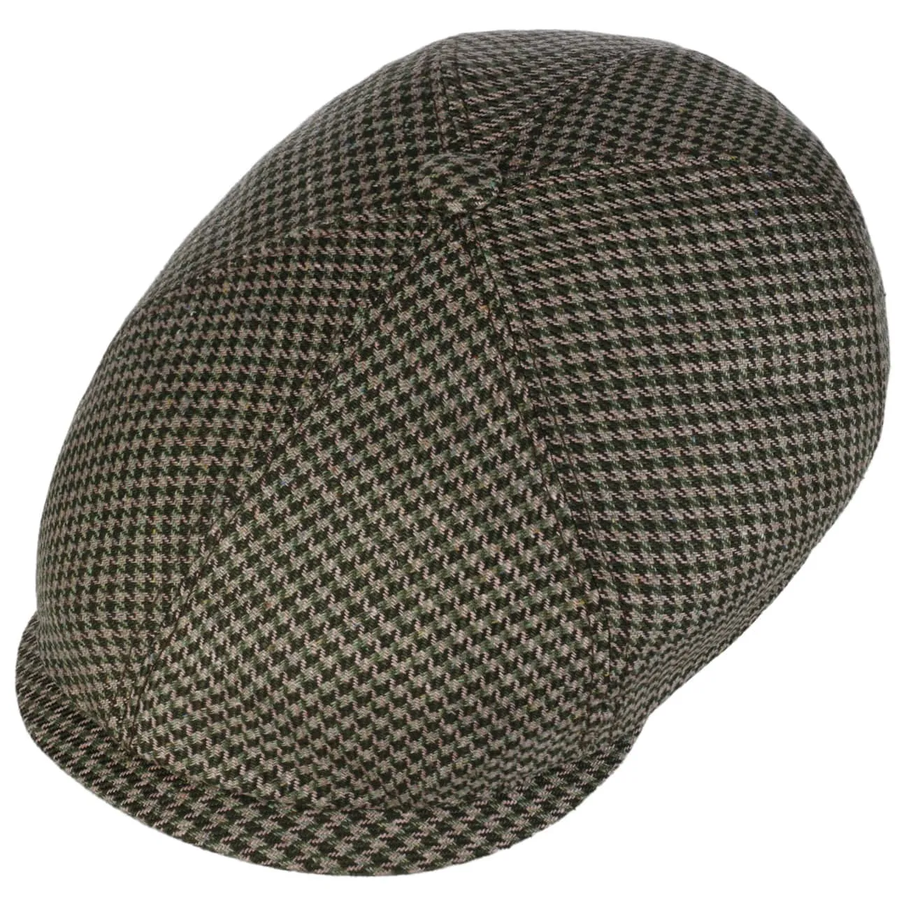 Silk Houndstooth Flat Cap by Stetson