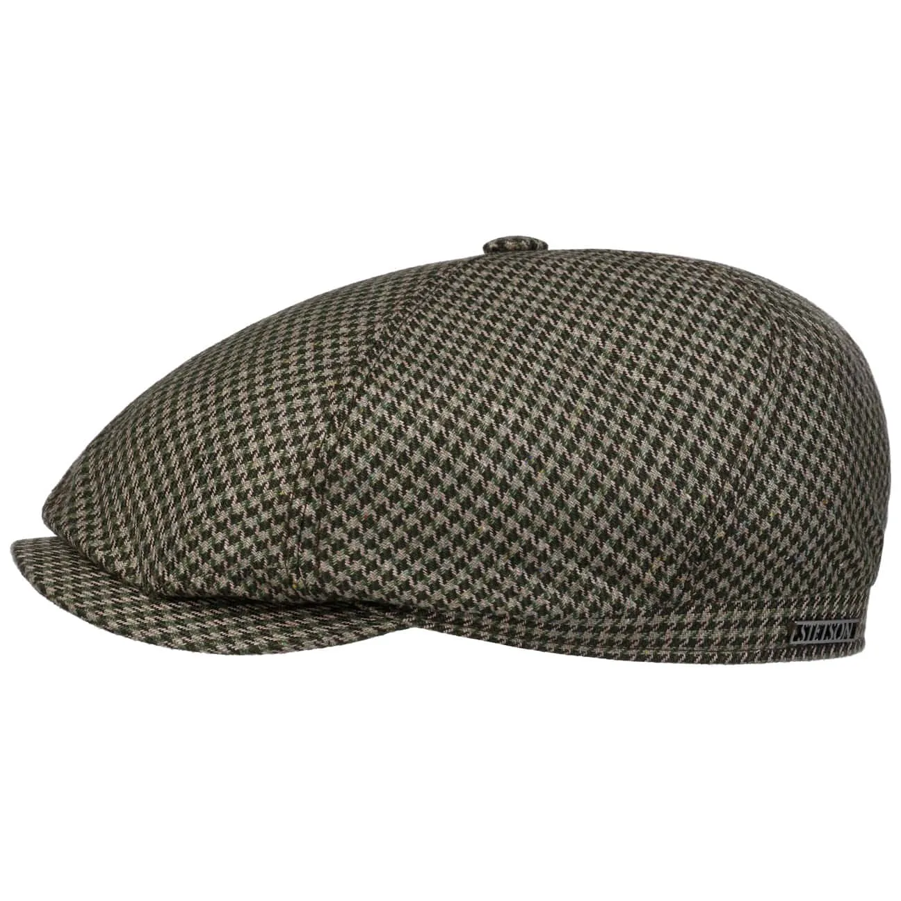 Silk Houndstooth Flat Cap by Stetson