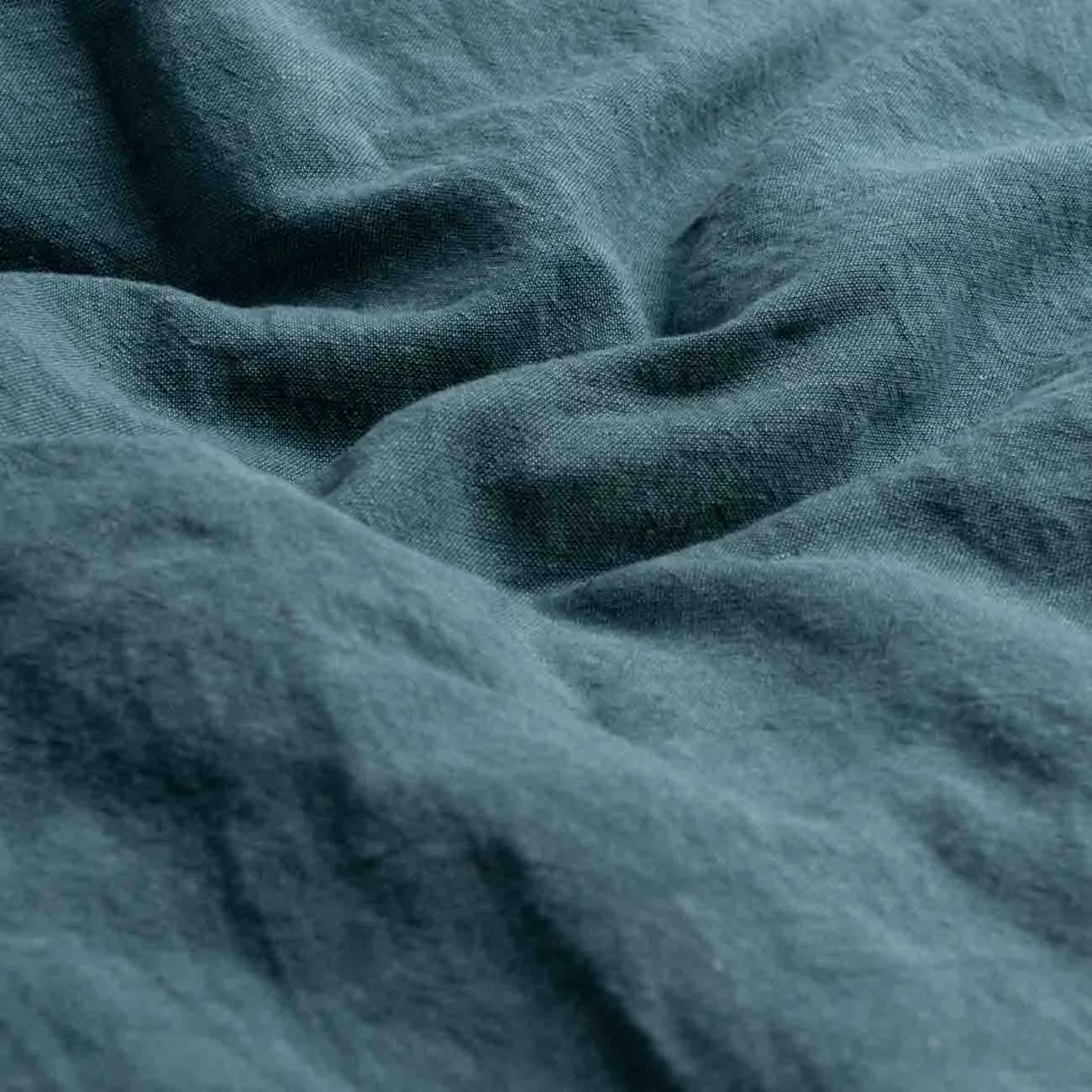 Teal Chambray Linen Blend Flat Sheet