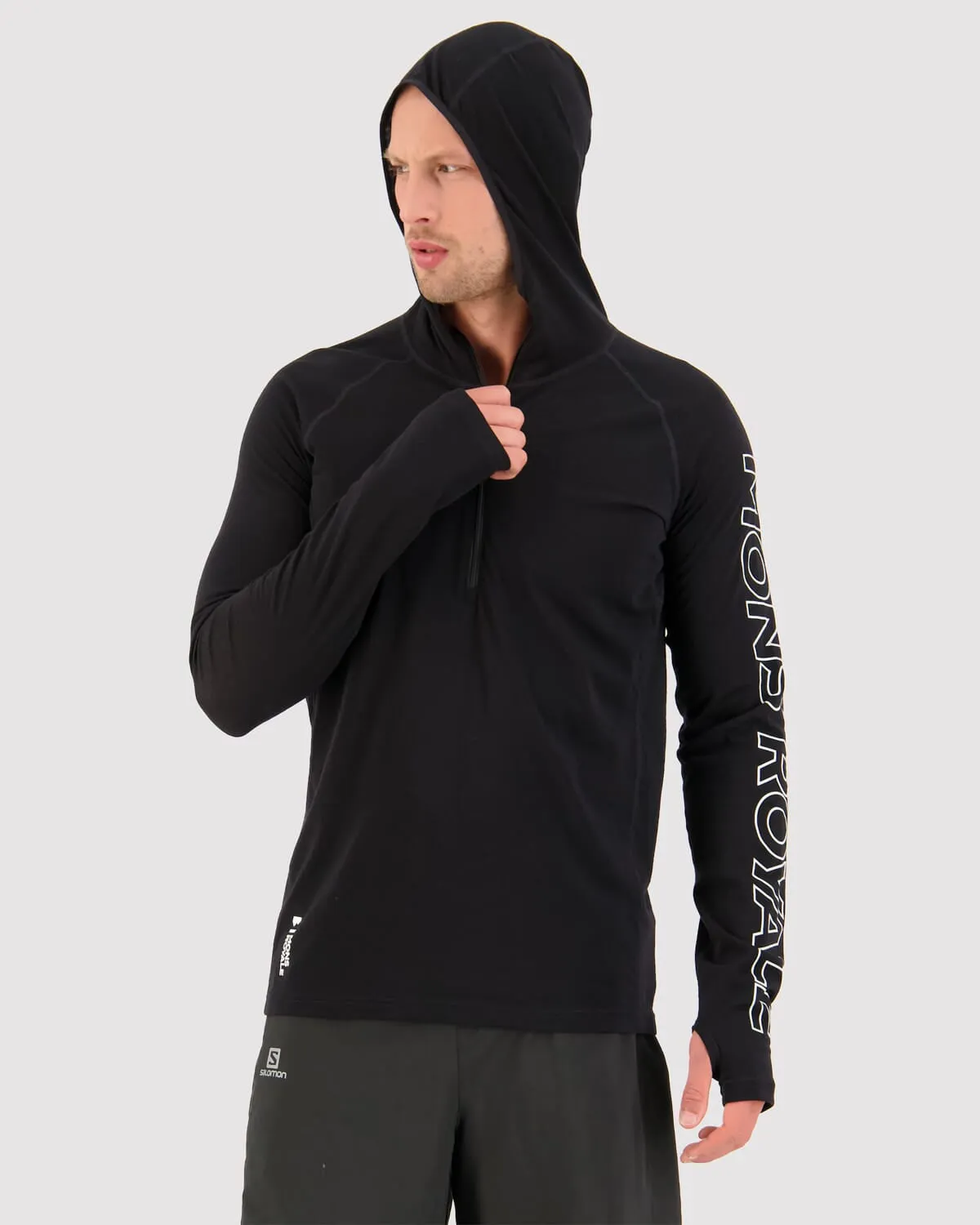 Temple Merino Long Sleeve Hood - Black