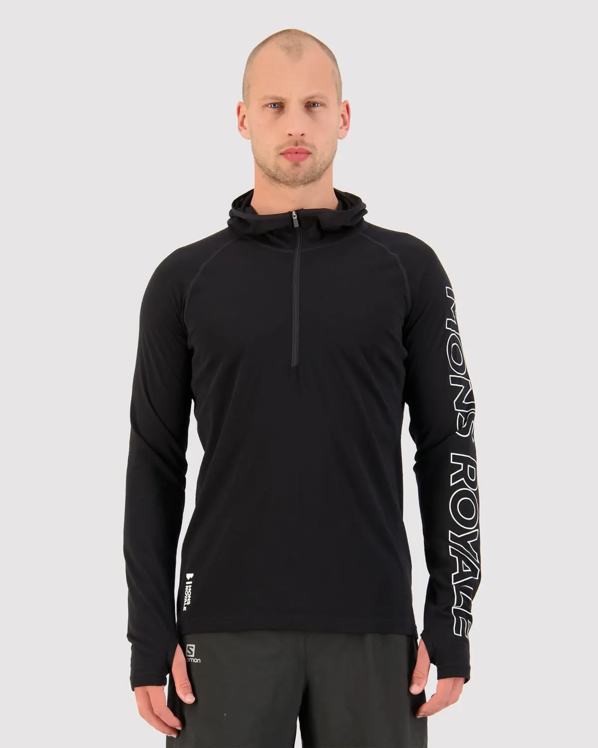 Temple Merino Long Sleeve Hood - Black