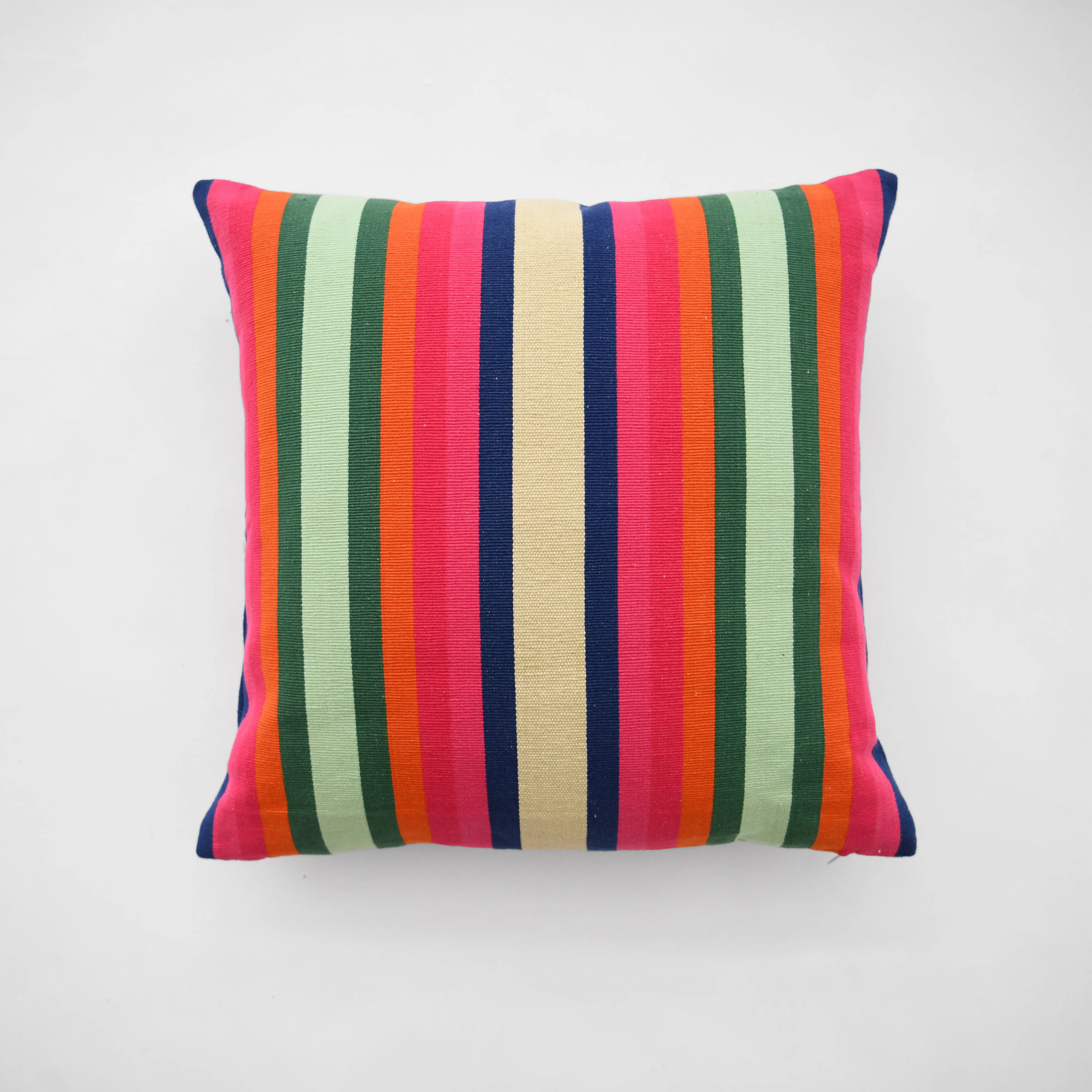 Turquoise Cotton Stripe Square Pillow 18"