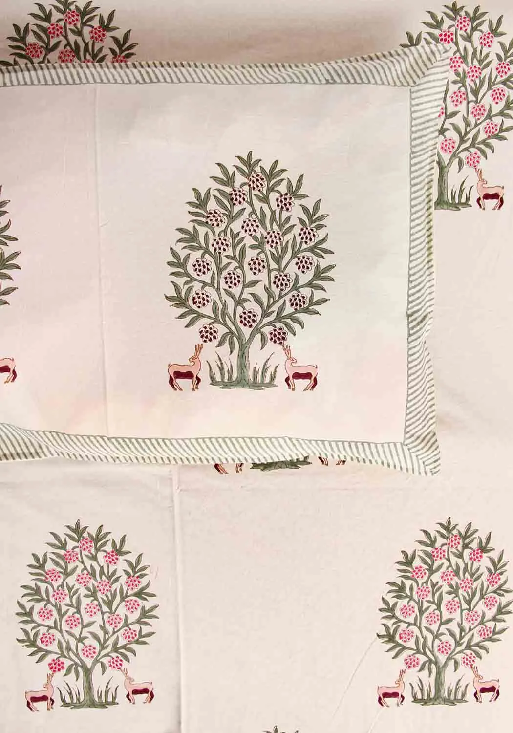 Velvo Orchard Premium Cotton Hand Block Print Bedsheet