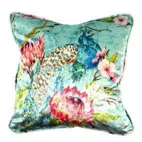 Walter Knabe Pillow 20" Velvet Elegant Peacock Turquoise