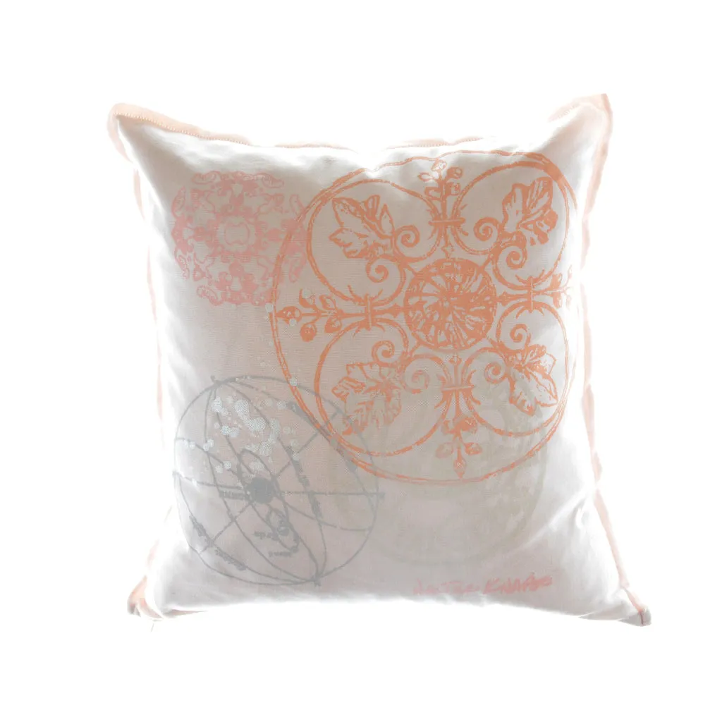 Walter Knabe Pillow Hand Printed Light Pink Celestial Orb