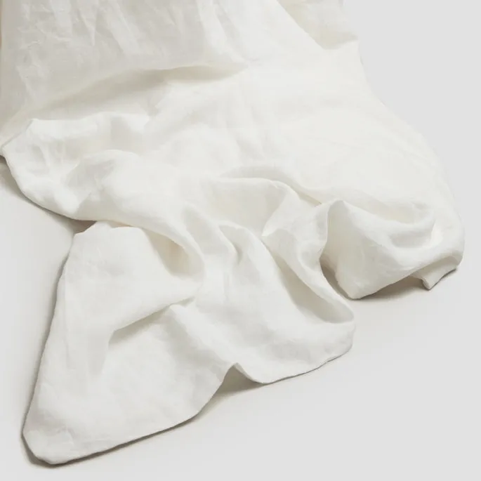 White 100% Linen Fitted Sheet