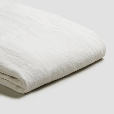 White 100% Linen Fitted Sheet