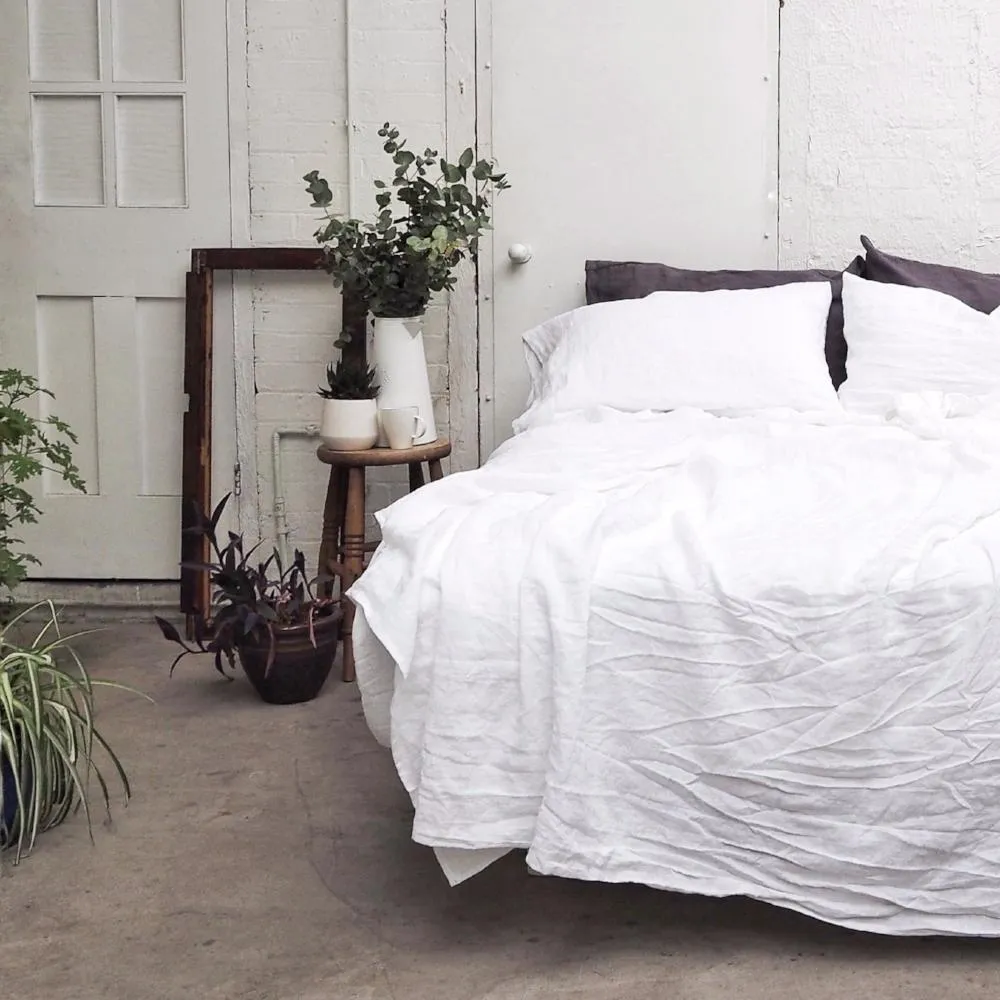 White 100% Linen Flat Sheet